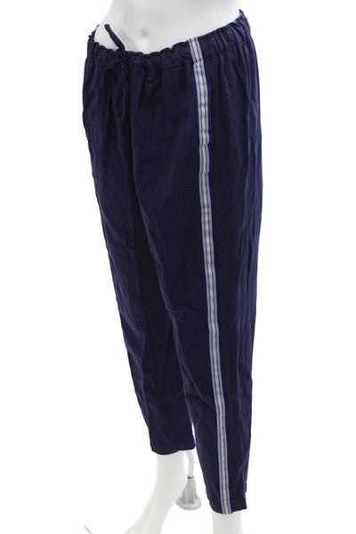 Xirena Womens Striped Sides High Rise Drawstring Pants Navy Blue Size Large