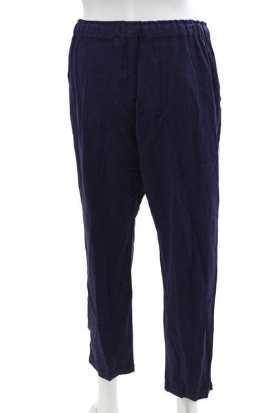 Xirena Womens Striped Sides High Rise Drawstring Pants Navy Blue Size Large