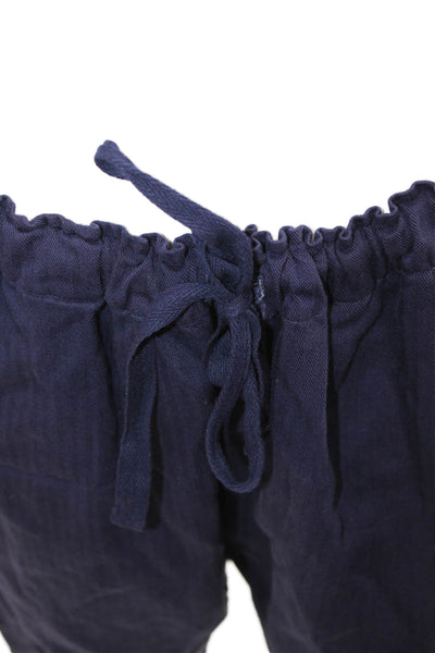 Xirena Womens Striped Sides High Rise Drawstring Pants Navy Blue Size Large