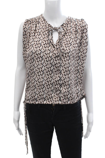 Isabel Marant Etoile Womens Key Hole Neck Tank Top White Brown Size EUR 38