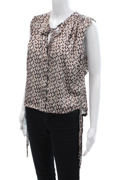 Isabel Marant Etoile Womens Key Hole Neck Tank Top White Brown Size EUR 38