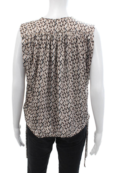 Isabel Marant Etoile Womens Key Hole Neck Tank Top White Brown Size EUR 38