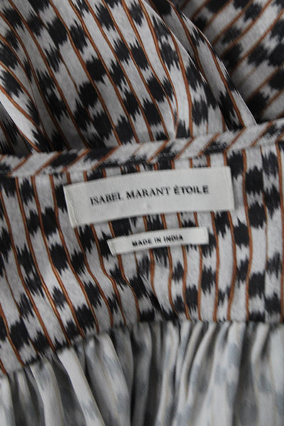 Isabel Marant Etoile Womens Key Hole Neck Tank Top White Brown Size EUR 38