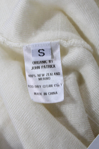 Organic John Patrick Womens Long Sleeves V Neck Sweater Off White Size Small