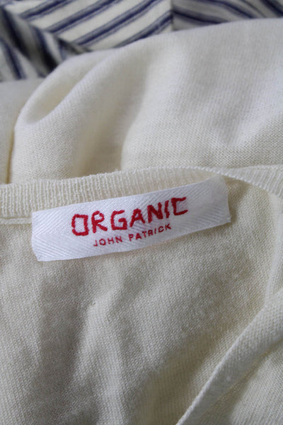 Organic John Patrick Womens Long Sleeves V Neck Sweater Off White Size Small