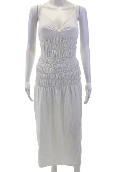 Zara Womens V Neck Sleeveless A Line Sun Dress White Size Small
