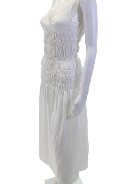 Zara Womens V Neck Sleeveless A Line Sun Dress White Size Small