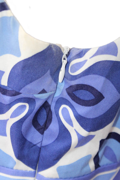 London Times Womens Cotton Floral Print Square Neck A-Line Dress Blue Size 10