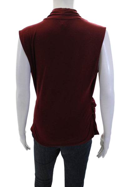 Ann Taylor Womens Draped Sleeveless Deep V-Neck Blouse Red Size M