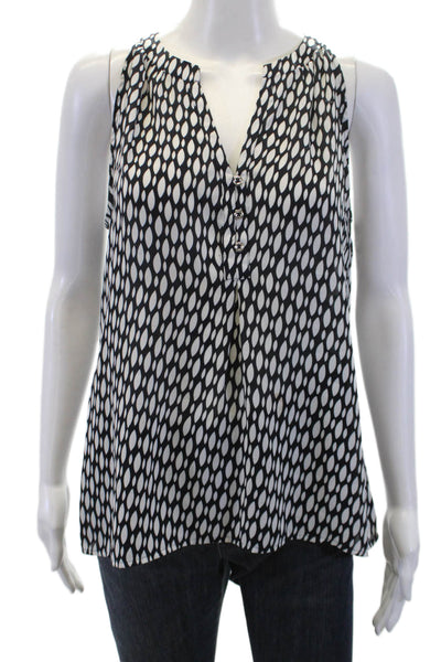 Banana Republic Womens Geometric Print Sleeveless Blouse Black White Size M