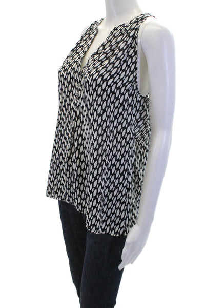 Banana Republic Womens Geometric Print Sleeveless Blouse Black White Size M