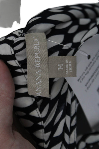 Banana Republic Womens Geometric Print Sleeveless Blouse Black White Size M
