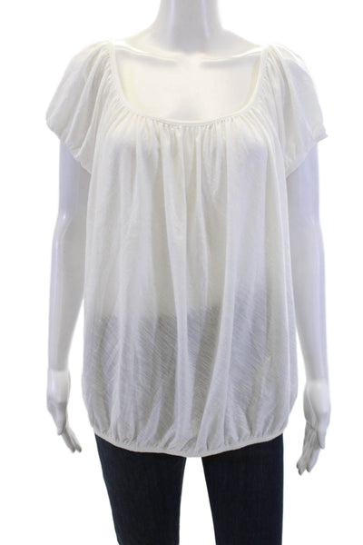 Porridge Anthropologie Womens Off Shoulder Ruched Hem Blouse White Size M