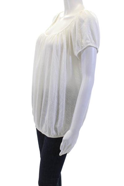 Porridge Anthropologie Womens Off Shoulder Ruched Hem Blouse White Size M