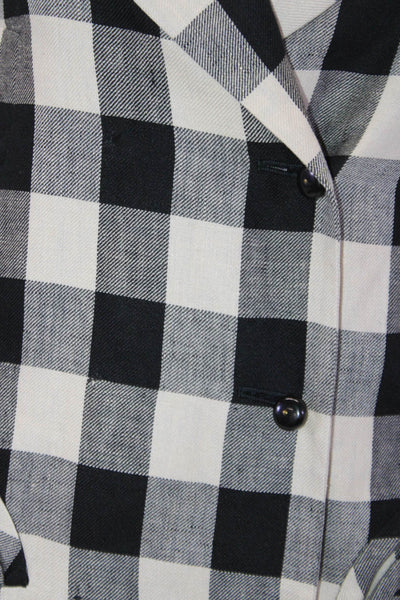 Blaze Milano Womens Check Lined Long Blazer Jacket Black White Size 34