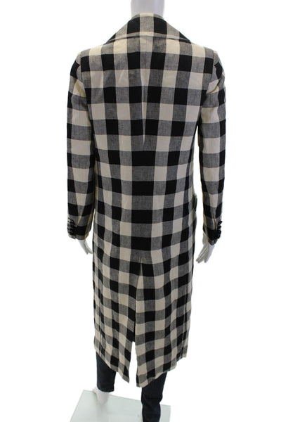 Blaze Milano Womens Check Lined Long Blazer Jacket Black White Size 34