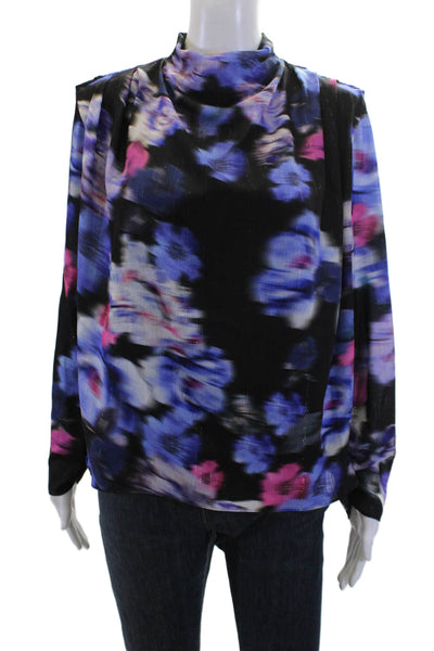 Amanda Uprichard Womens High Rise Printed Long Sleeve Blouse Multicolor Size S