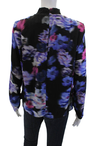 Amanda Uprichard Womens High Rise Printed Long Sleeve Blouse Multicolor Size S