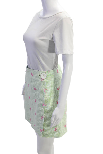 Lilly Pulitzer Womens Striped Monkey Embroidered Wrap Skirt Green Size 6