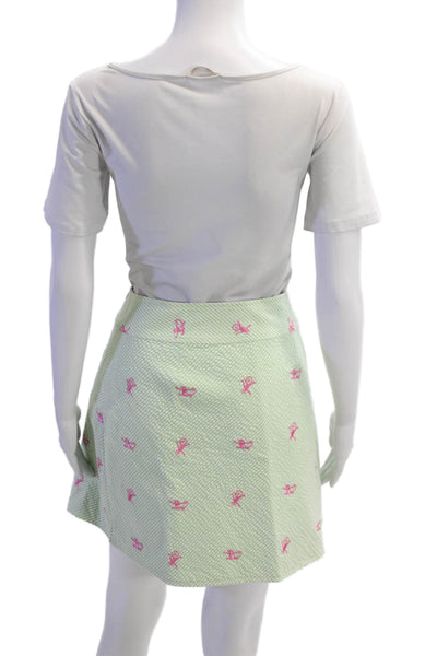 Lilly Pulitzer Womens Striped Monkey Embroidered Wrap Skirt Green Size 6