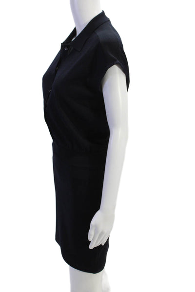Theory Womens Collar Buttoned Sleeveless Drop Waist Dress Navy Size S