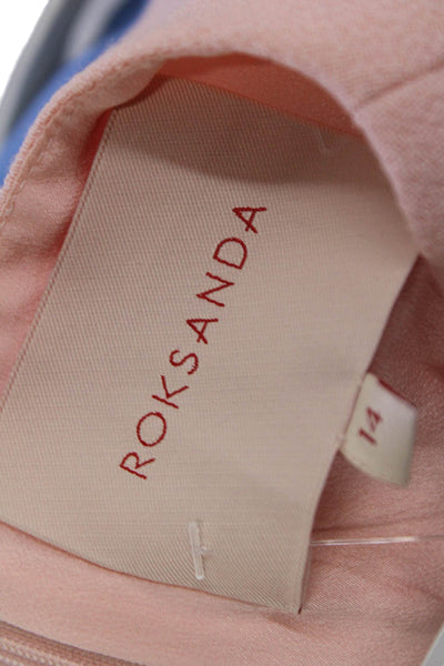 Roksanda Womens Color Block V-Neck Zip Back Fit & Flare Dress Pink Blue Size 14