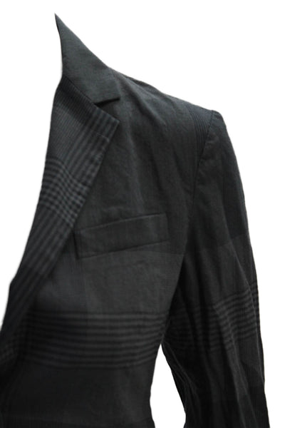 Theory Womens Wool Glen Plaid Two Button Long Sleeve Blazer Gray Size 0