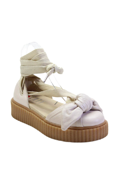 Fenty X Puma Womens Leather Lace Up Platform Sandals Shoes Pink Size 6