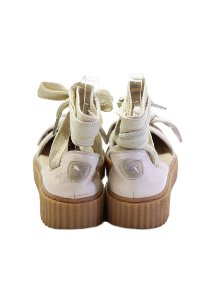 Fenty X Puma Womens Leather Lace Up Platform Sandals Shoes Pink Size 6
