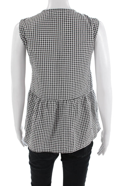 Pretty Garden Womens Sleeveless Gingham Tie Front Top White Size S