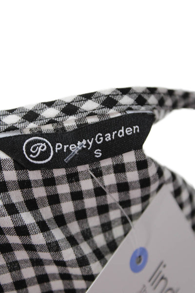 Pretty Garden Womens Sleeveless Gingham Tie Front Top White Size S