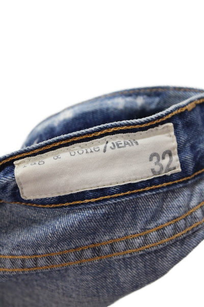 Rag & Bone Womens Cotton Button Zip Distress Shorts Blue Size EUR 32