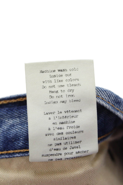 Rag & Bone Womens Cotton Button Zip Distress Shorts Blue Size EUR 32