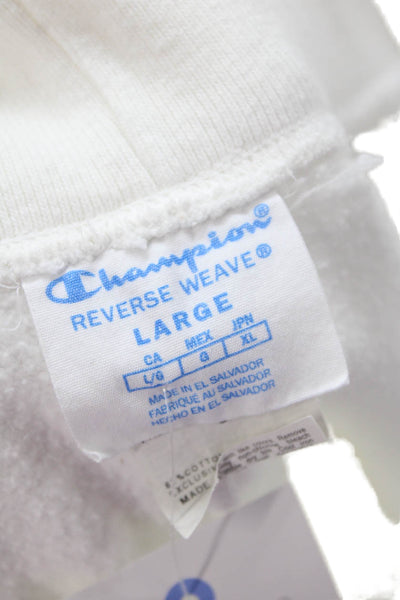 Champion Womens Elastic Waistband Cuff Bottom Sweatpants White Size L