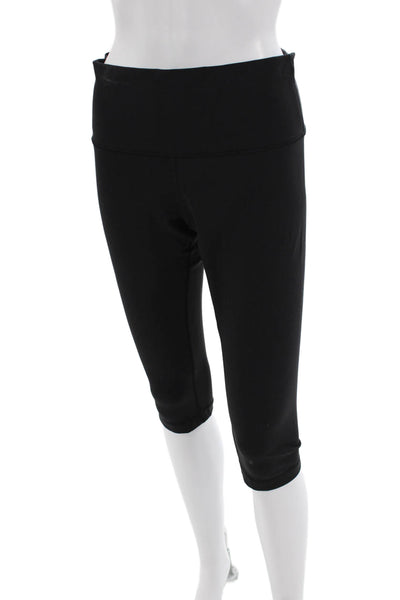 Lululemon Womens Textured Lined Crop Ankle Leggings Black Size M