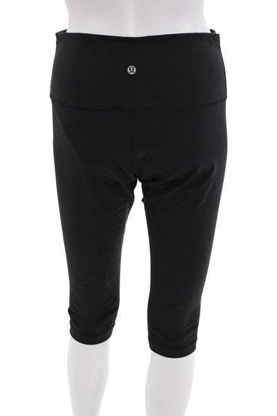 Lululemon Womens Textured Lined Crop Ankle Leggings Black Size M