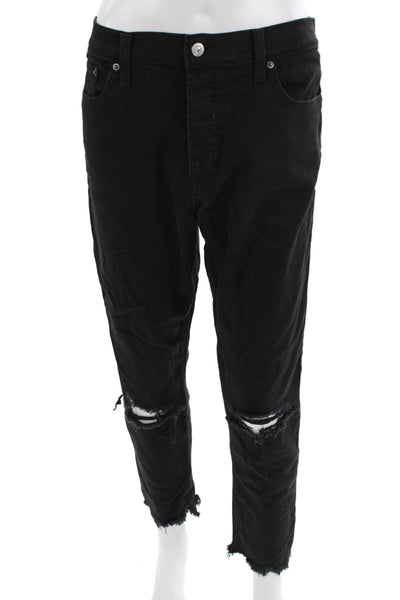 Levis Unisex Cropped Straight Black Jeans Size 30