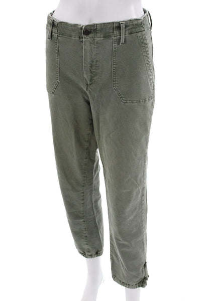 Paige Womens Zip Button Lined Straight Leg Pants Green Size EUR 30