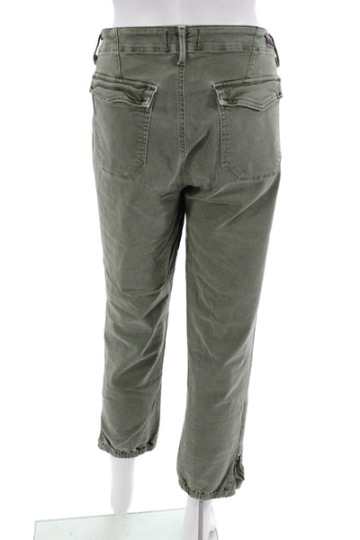 Paige Womens Zip Button Lined Straight Leg Pants Green Size EUR 30