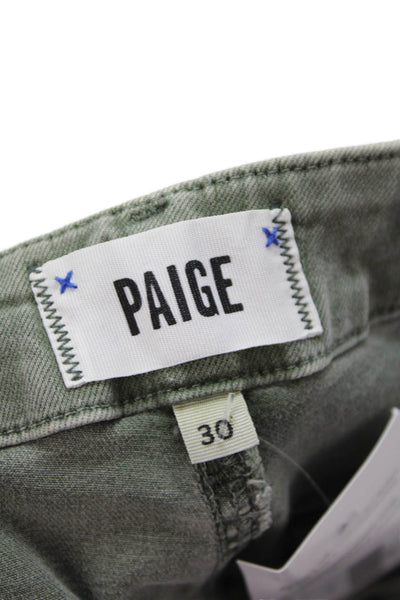 Paige Womens Zip Button Lined Straight Leg Pants Green Size EUR 30
