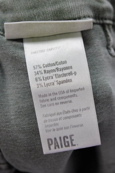Paige Womens Zip Button Lined Straight Leg Pants Green Size EUR 30