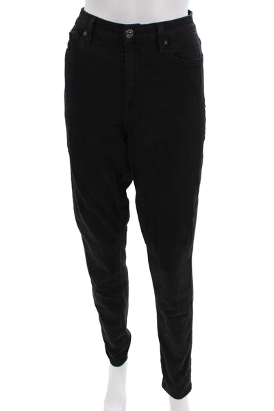 7 For All Mankind Women Ankle Jegging Pants Black Mid Rise Size 31