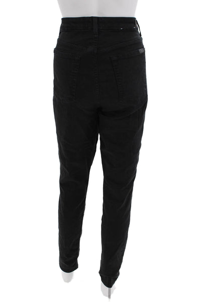 7 For All Mankind Women Ankle Jegging Pants Black Mid Rise Size 31