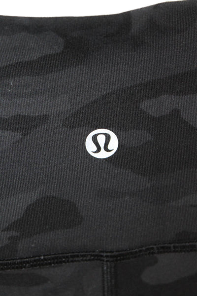 Lululemon Womens Textured Lined Camo Printed Ankle Crop Leggings Black Size M