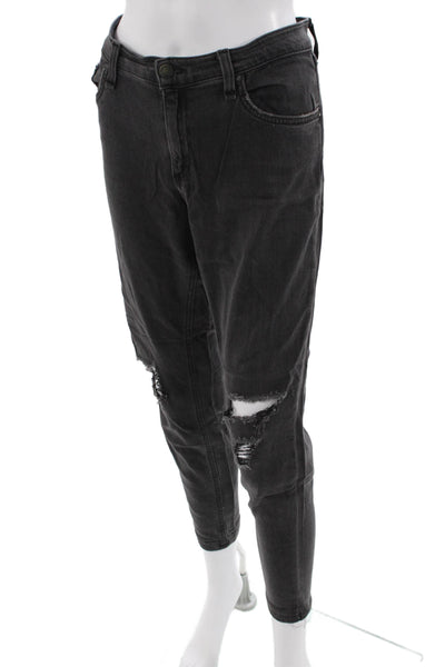 Rag & Bone Womens Zip Button Distress Jeans Charcoal Size EUR 32