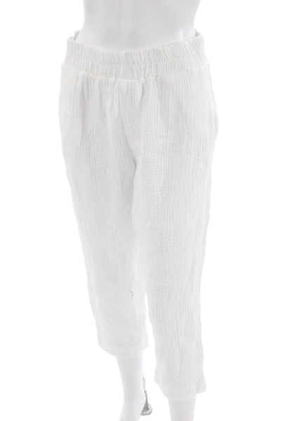 C&C California Womwens Pull On High Rise Pants White Cotton Size Small