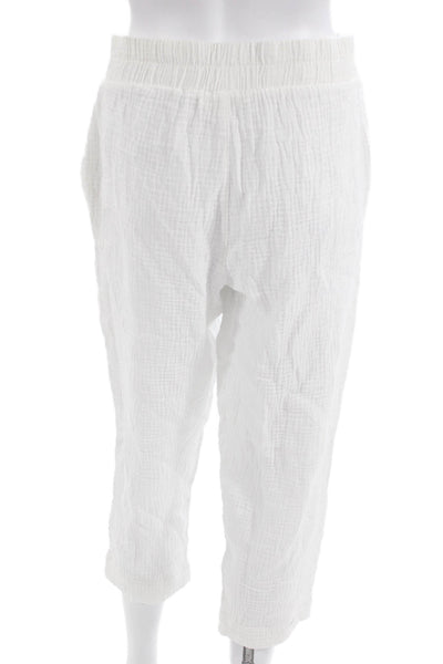 C&C California Womwens Pull On High Rise Pants White Cotton Size Small