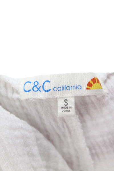 C&C California Womwens Pull On High Rise Pants White Cotton Size Small
