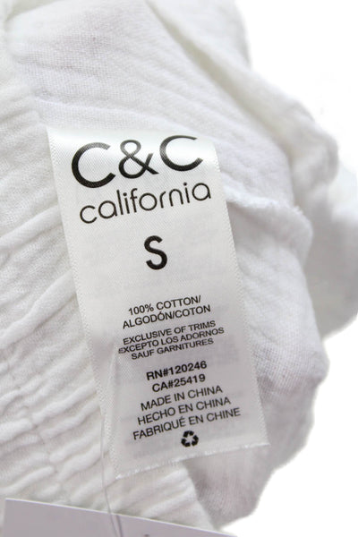 C&C California Womwens Pull On High Rise Pants White Cotton Size Small
