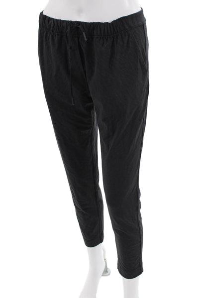 Lululemon Womens Printed Drawstring Waist Slim Leg Pants Black Size 8